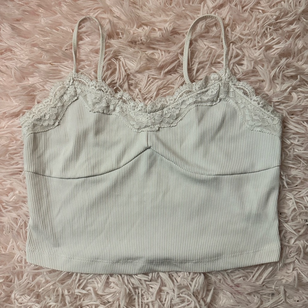 💕 lace trim cropped camisole tank